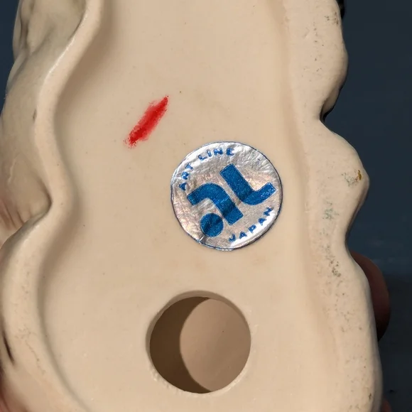 Vintage art line porcelain dog figure Japan black white setter puppy - Picture 5 of 5